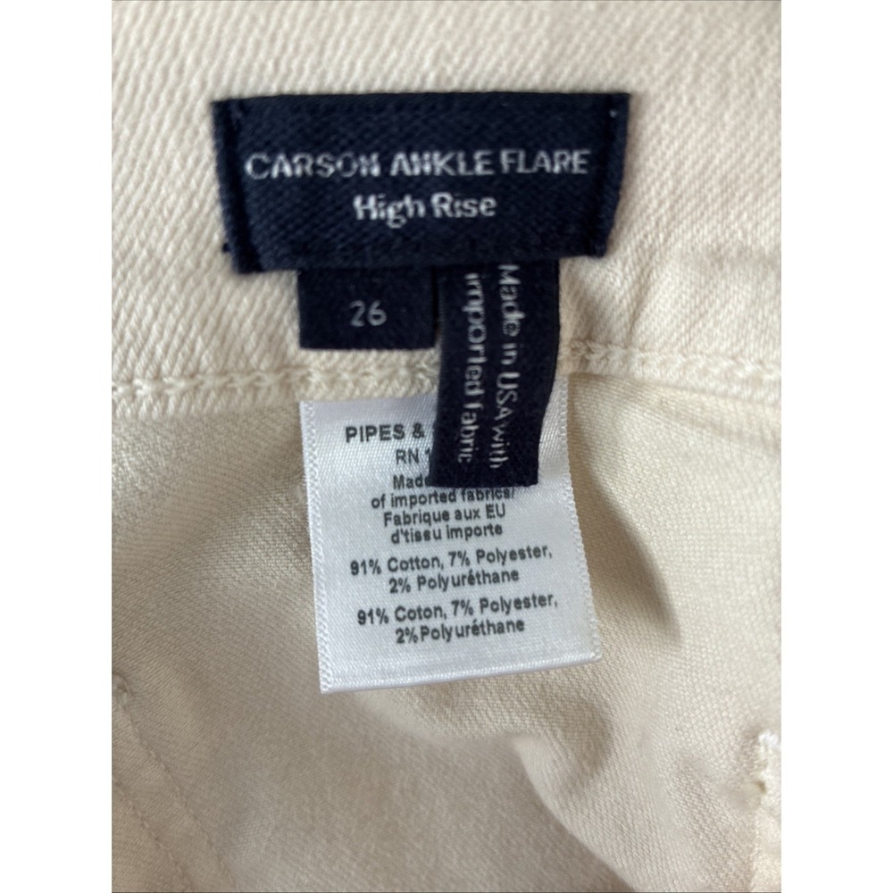 VERONICA BEARD Ecru Ivory Carson Ankle Flare High Rise Jeans Patch Pocket 26 - Picture 9 of 11